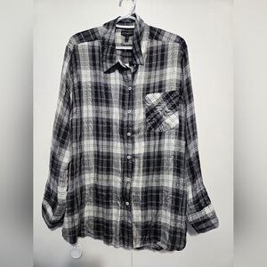 Lane Bryant Black and White Plaid Shirt